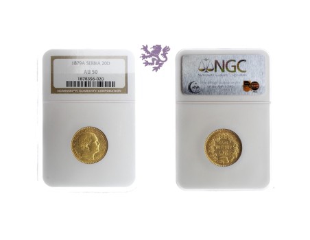 20 dinara, 1879. NGC AU50